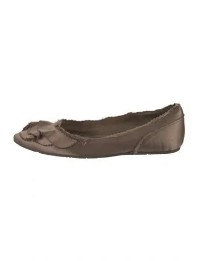 Pre-owned Pedro Garcia Satin Flats In Brown