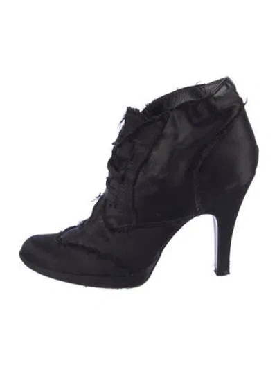 Pre-owned Pedro Garcia Satin Lace-up Boots In Black
