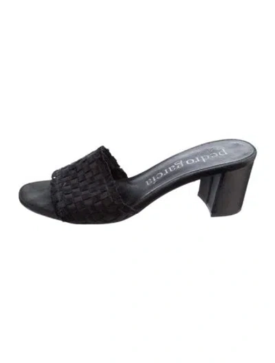 Pre-owned Pedro Garcia Satin Mules In Black