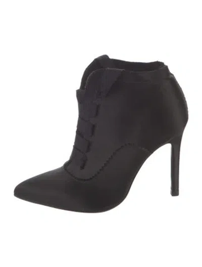 Pre-owned Pedro Garcia Satin Raw-edge Trim Boots In Black