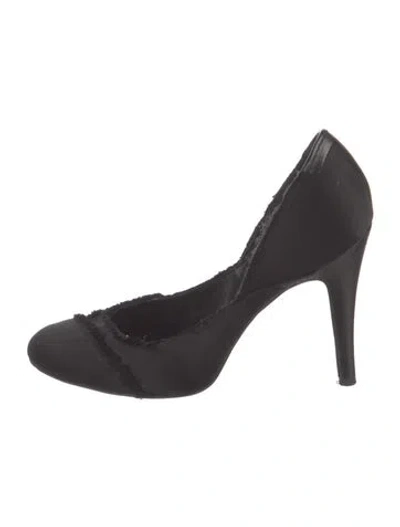 Pre-owned Pedro Garcia Satin Raw-edge Trim D'orsay Pumps In Black