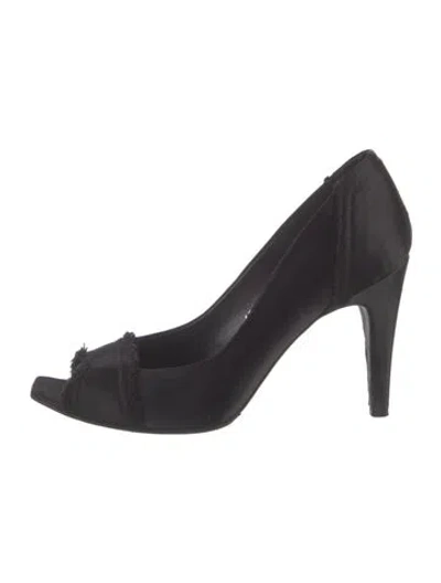 Pre-owned Pedro Garcia Satin Raw-edge Trim Pumps In Black