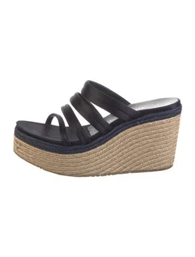 Pre-owned Pedro Garcia Satin Sandals In Blue