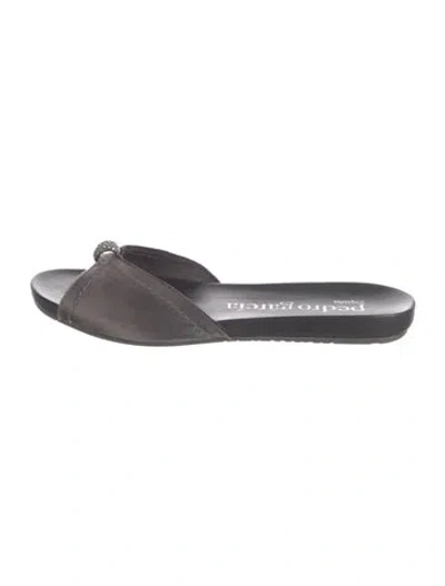 Pre-owned Pedro Garcia Satin Slides In Gray
