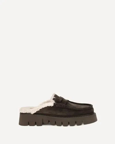 Pedro Garcia Savy Shearling-lined Suede Mules In Green