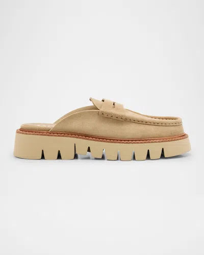 Pedro Garcia Savy Suede Lug Loafer Mules