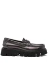 Pedro Garcia Sebas Lug Metallic Penny Loafer In Antracite Cervo Lame