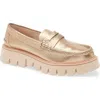 Pedro Garcia Sebas Lug Metallic Penny Loafer In Cava Cervo Lame