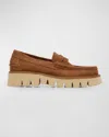 Pedro Garcia Sebas Suede Chunky Penny Loafers In Spice