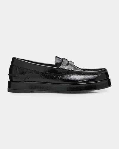 Pedro Garcia Sergia Leather Penny Loafers In Black