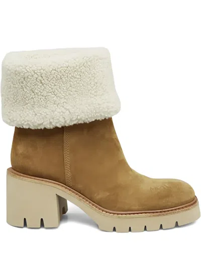 Pedro Garcia Shearling-lined Block-heel Boots In Brown