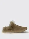 Pedro Garcia Fur-trimmed Suede Mules In Neutral