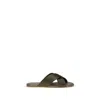 Pedro Garcia Brown Silk Flat Sandals In Animal Print