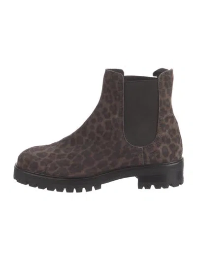 Pre-owned Pedro Garcia Suede Animal Print Chelsea Boots In Black/brown