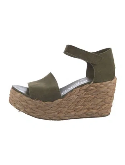 Pre-owned Pedro Garcia Suede Braided Accents Espadrilles In Green