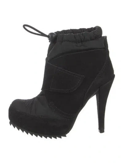 Pre-owned Pedro Garcia Suede Colorblock Pattern Lace-up Boots In Black