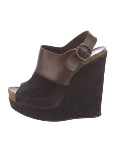 Pre-owned Pedro Garcia Suede Colorblock Pattern Slingback Pumps In Brown