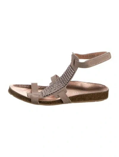 Pre-owned Pedro Garcia Suede Crystal Embellishments Gladiator Sandals