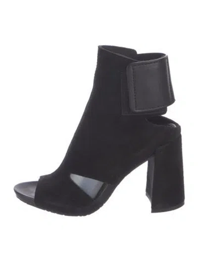 Pre-owned Pedro Garcia Suede Cutout Accent Boots In Black