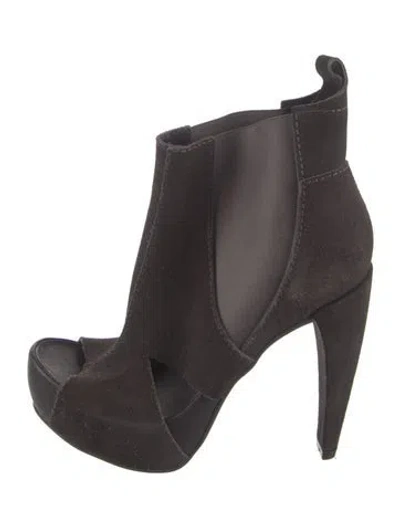 Pre-owned Pedro Garcia Suede Cutout Accent Boots In Grey