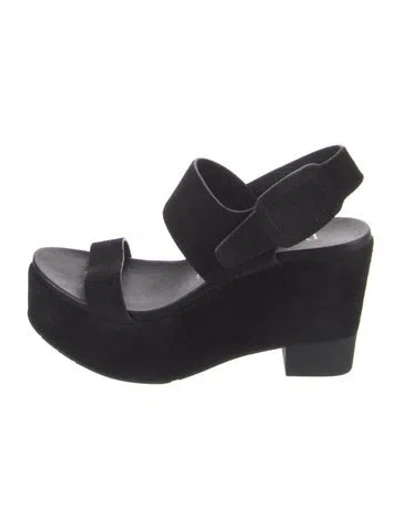 Pre-owned Pedro Garcia Suede Cutout Accent Slingback Sandals In Black