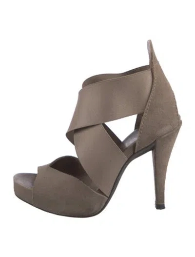 Pre-owned Pedro Garcia Suede D'orsay Pumps In Neutral