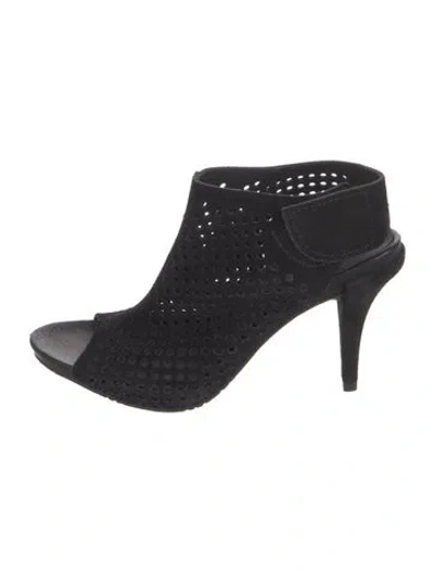 Pre-owned Pedro Garcia Suede Eyelet Trim Slingback Pumps In Black