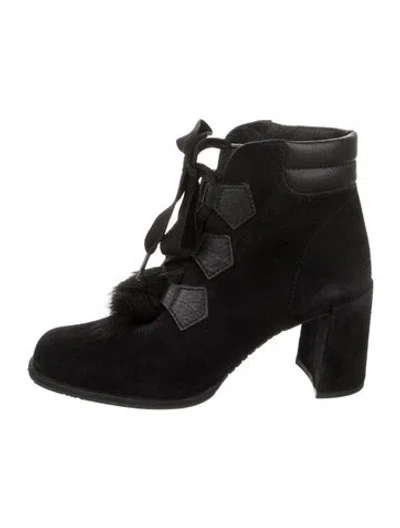 Pre-owned Pedro Garcia Suede Lace-up Boots In Black