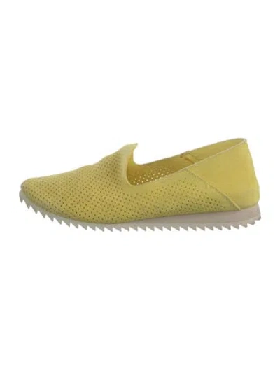 Pre-owned Pedro Garcia Suede Lasercut Accents Loafers In Yellow