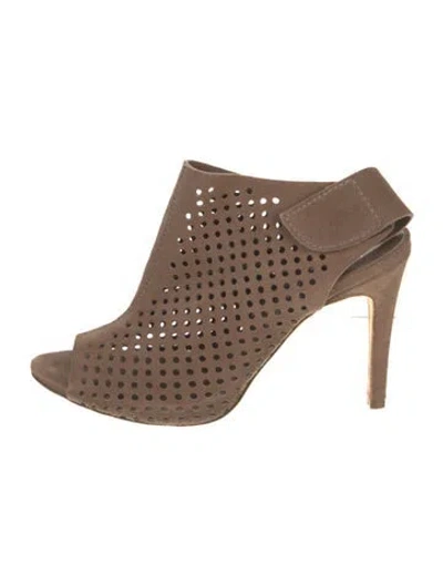 Pre-owned Pedro Garcia Suede Lasercut Accents Mules In Brown