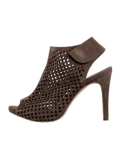 Pre-owned Pedro Garcia Suede Lasercut Accents Pumps In Brown
