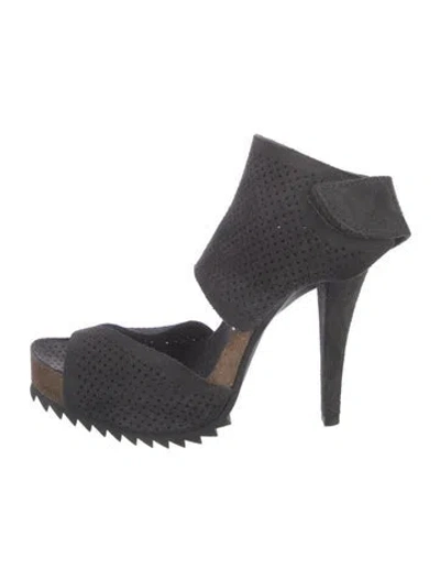 Pre-owned Pedro Garcia Suede Lasercut Accents Sandals In Black
