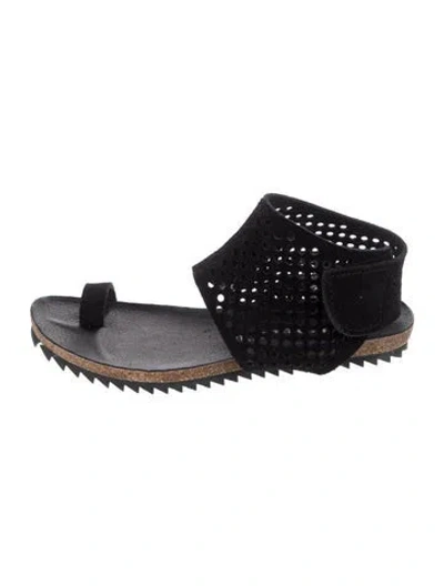 Pre-owned Pedro Garcia Suede Lasercut Accents Sandals In Black
