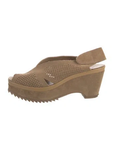 Pre-owned Pedro Garcia Suede Lasercut Accents Sandals In Neutrals