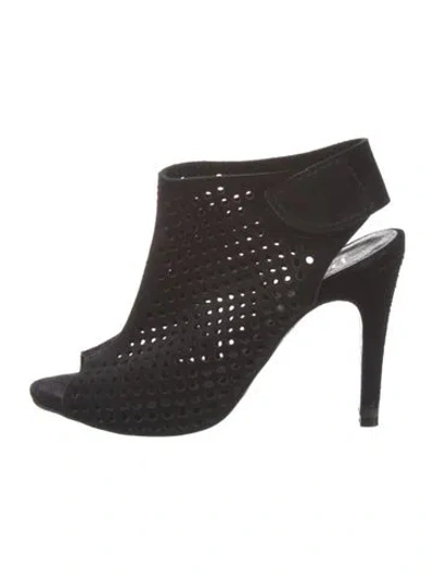 Pre-owned Pedro Garcia Suede Lasercut Accents Slingback Pumps In Black