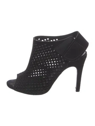 Pre-owned Pedro Garcia Suede Lasercut Accents Slingback Pumps In Black