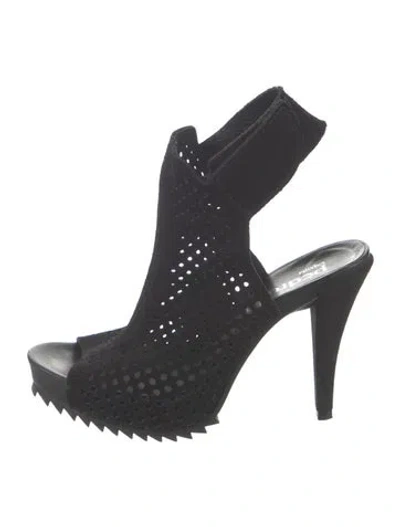 Pre-owned Pedro Garcia Suede Lasercut Accents Slingback Pumps In Blue