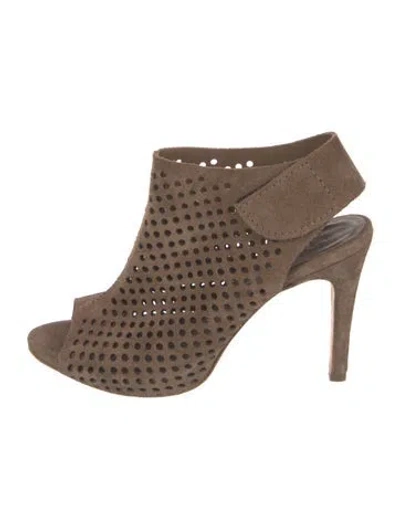 Pre-owned Pedro Garcia Suede Lasercut Accents Slingback Pumps In Brown