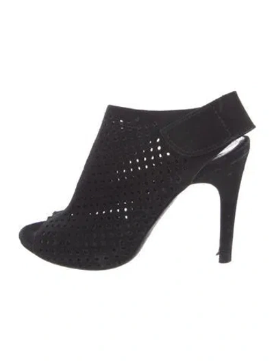 Pre-owned Pedro Garcia Suede Lasercut Accents Slingback Sandals In Black
