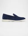 Pedro Garcia Suede Lightweight Loafers In Marina Navy