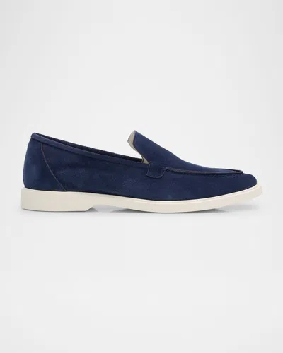 Pedro Garcia Suede Lightweight Loafers In Marina Navy