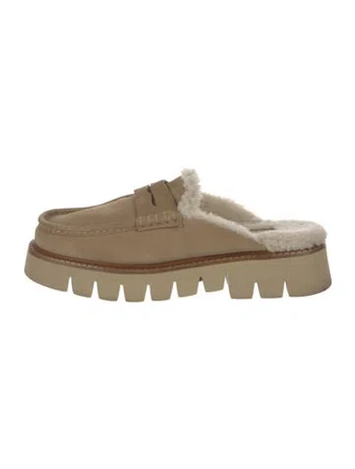 Pre-owned Pedro Garcia Suede Mules In Gold/neutrals