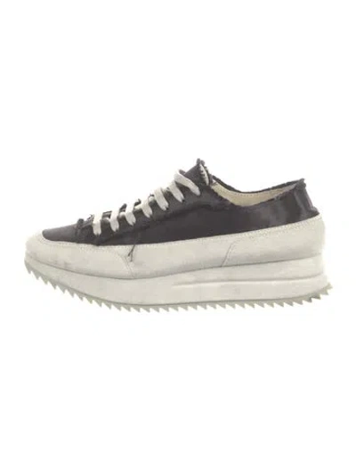Pre-owned Pedro Garcia Suede Raw-edge Trim Sneakers In White