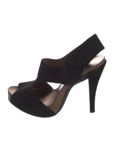 Pre-owned Pedro Garcia Suede Slingback Pumps In Black