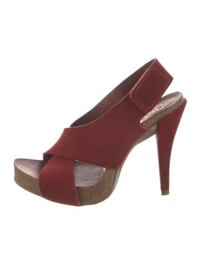 Pre-owned Pedro Garcia Suede Slingback Pumps In Red