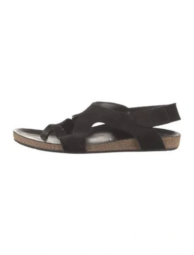 Pre-owned Pedro Garcia Suede Slingback Sandals In Black