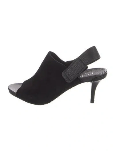 Pre-owned Pedro Garcia Suede Slingback Sandals In Black