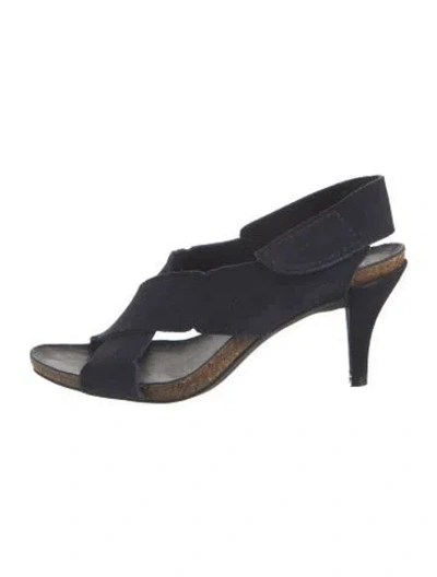 Pre-owned Pedro Garcia Suede Slingback Sandals In Blue