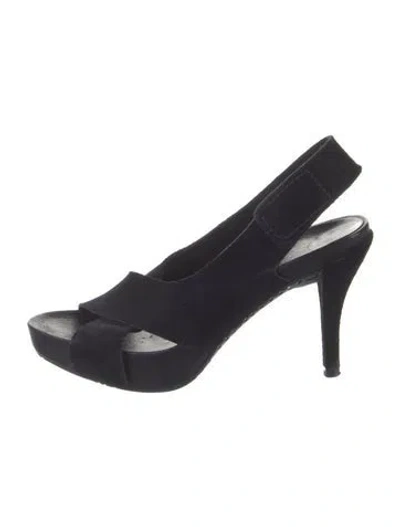 Pre-owned Pedro Garcia Suede Slingback Sandals In Blue