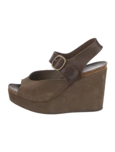 Pre-owned Pedro Garcia Suede Slingback Sandals In Brown
